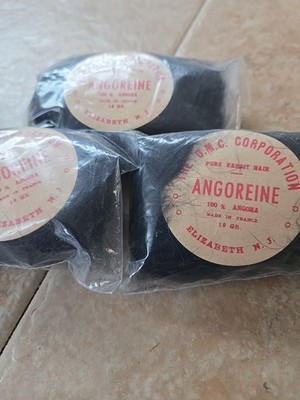 ANGOREINE 100% ANGORA MADE IN FRANCE 3 PACKS 10GR. EACH PURE RABBIT HAIR BLACK