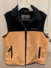 Vintage Y2K Abercrombie and Fitch Fleece Vest Yellow Black Zip Up Medium
