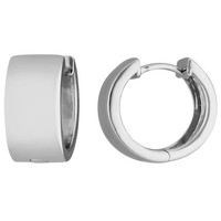 Paar Ohrringe Creolen Flach Kantig Ohrschmuck Aus 925 Silber Rhodiniert 15X7,9Mm