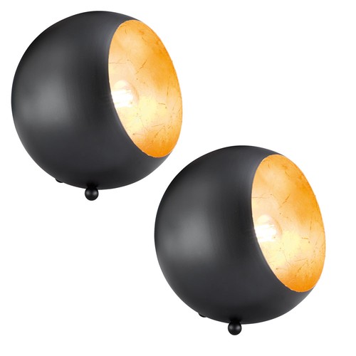 Vintage 2er Set Tischlampen Schlafzimmer Nachtlicht Kugelleuchten gold 1-flammig - Bild 2 von 4