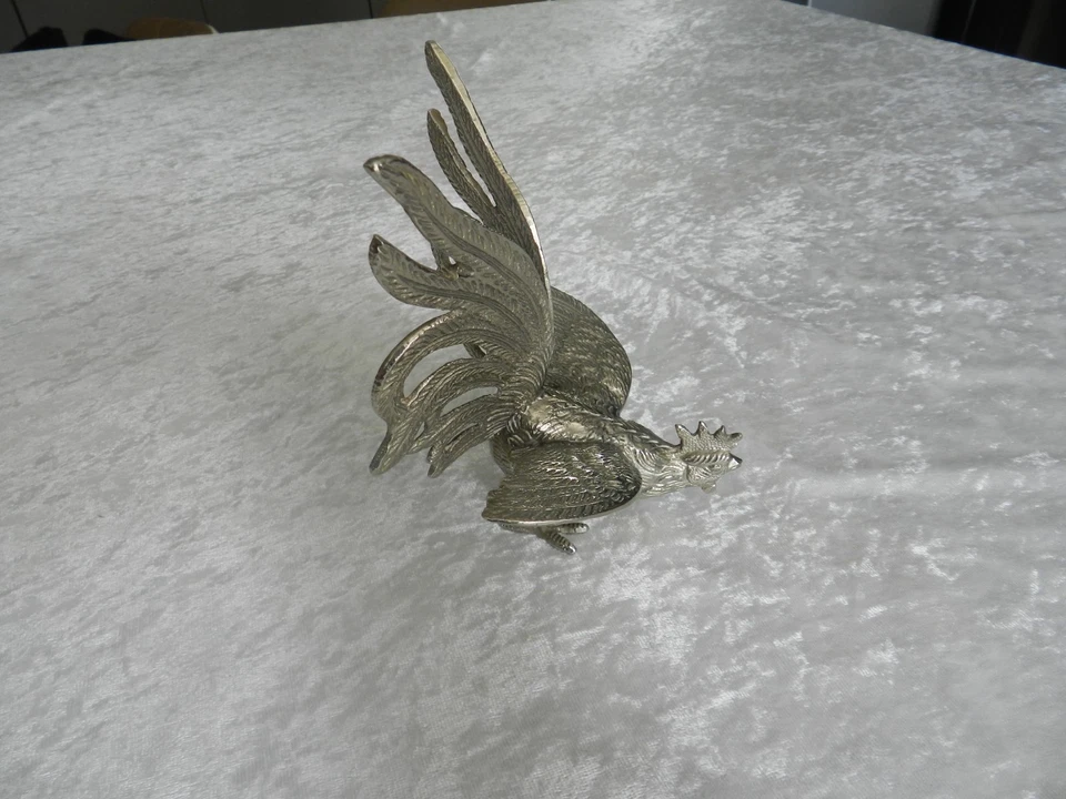 Ancien sujet figurine Coq de combat plaqué argent design Italie année 70 - Photo 4/4