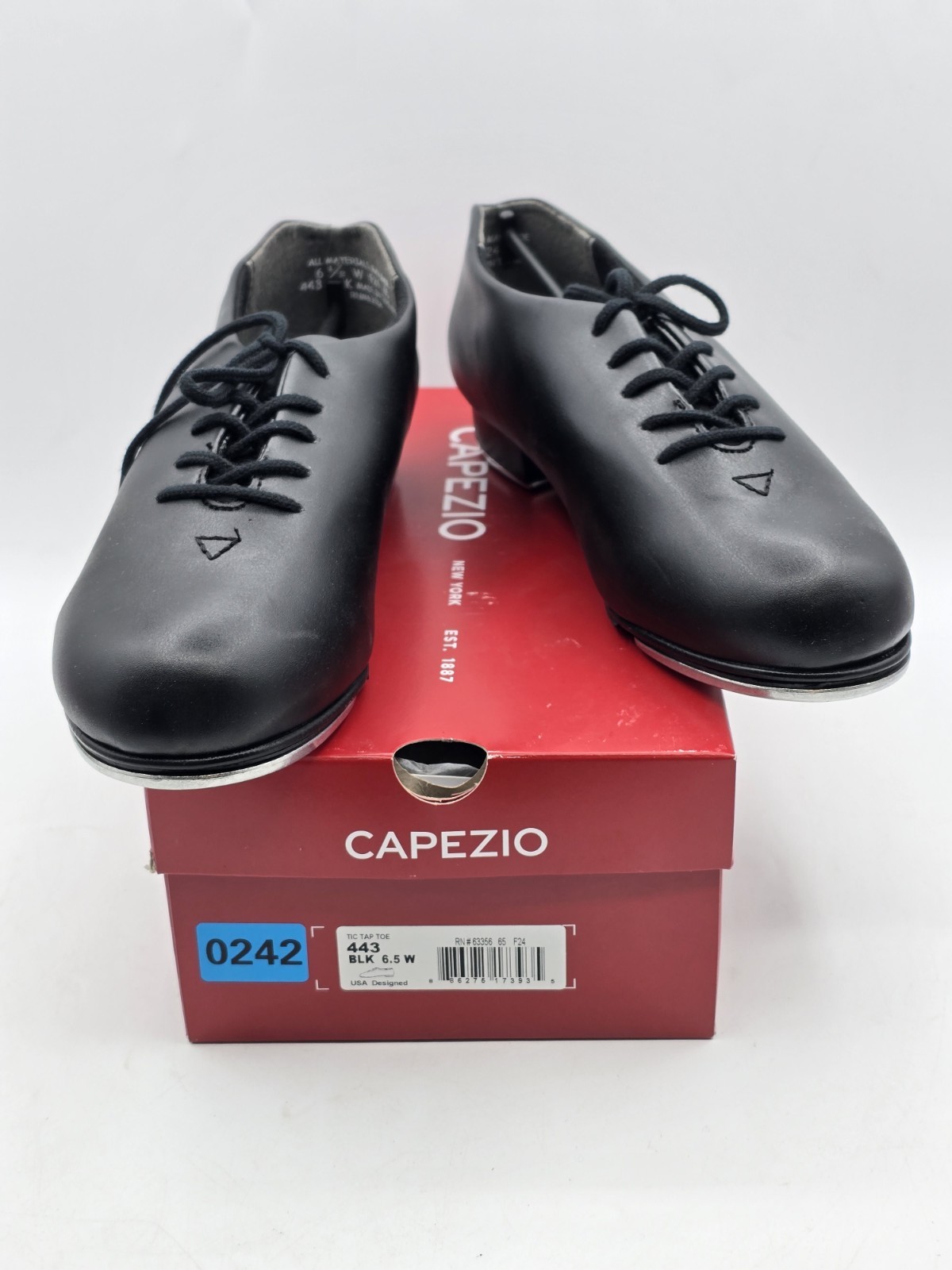 Zapatos Capezio Tap Para Mujer Cadence Oxford Cuero Negro Encaje Bloque Tacones Talla 6.5 W