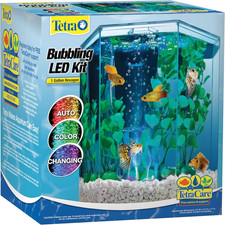 Tetra Bubbling LED Aquarium Kit 1 Gallon, Hexagon Shape, with Color-Changing Lig