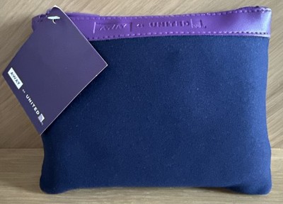 United Airlines Premium Plus AWAY Amenity Kit, Navy Bag w/ Purple, Sunday Riley