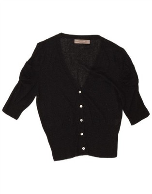 Zara Damen Kurzarm Crop Cardigan Pullover UK 14 Large Schwarz Baumwolle C204