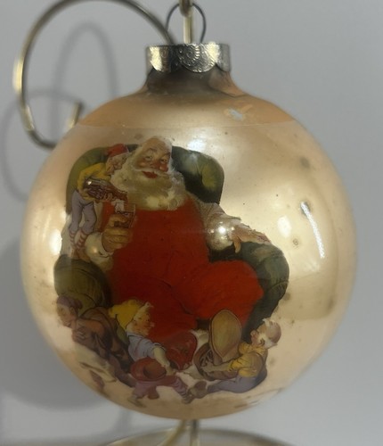 VTG Glass Santa Coca-Cola Ball Classic Christmas Ornament by Corning Glass Works