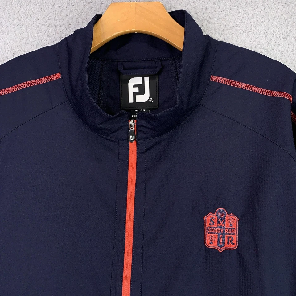 FootJoy Jacket Mens Extra Large Navy Blue Red Sandy Run Golf Windbreaker FJ XL - Image 2 of 4