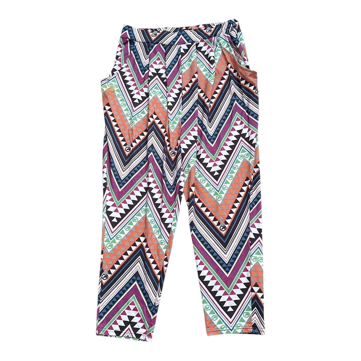 Ecko Red Pull On Capri Pants Womens L Multicolor Geometric High