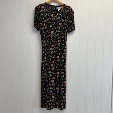 Vintage R & K Originals Rayon Boho Cottage Garden Maxi Dress Size 16 Bloomcore