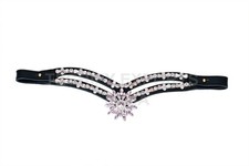 Pink Crystal Horse Browband Bling Leather Padded Double Row Rhinestone