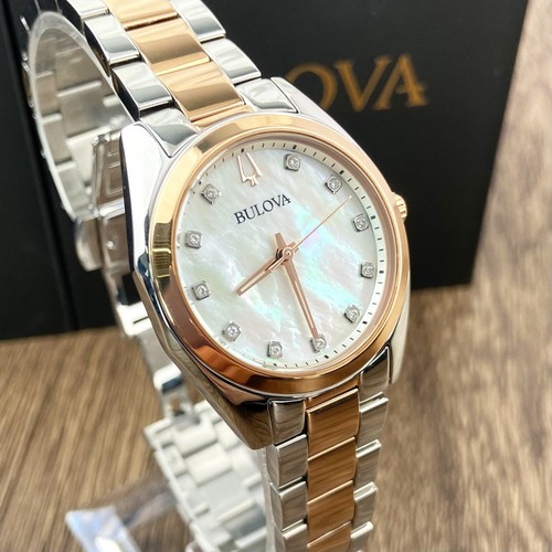 Bulova Surveyor 98P207 Mother of Pearl White Dial Rose Gold Women's ...