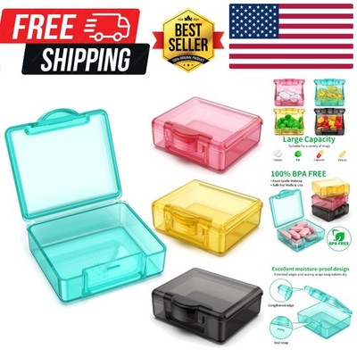 Portable 4-Pack Travel Pill Box - Mini Clear Cases for Vitamins and Medications