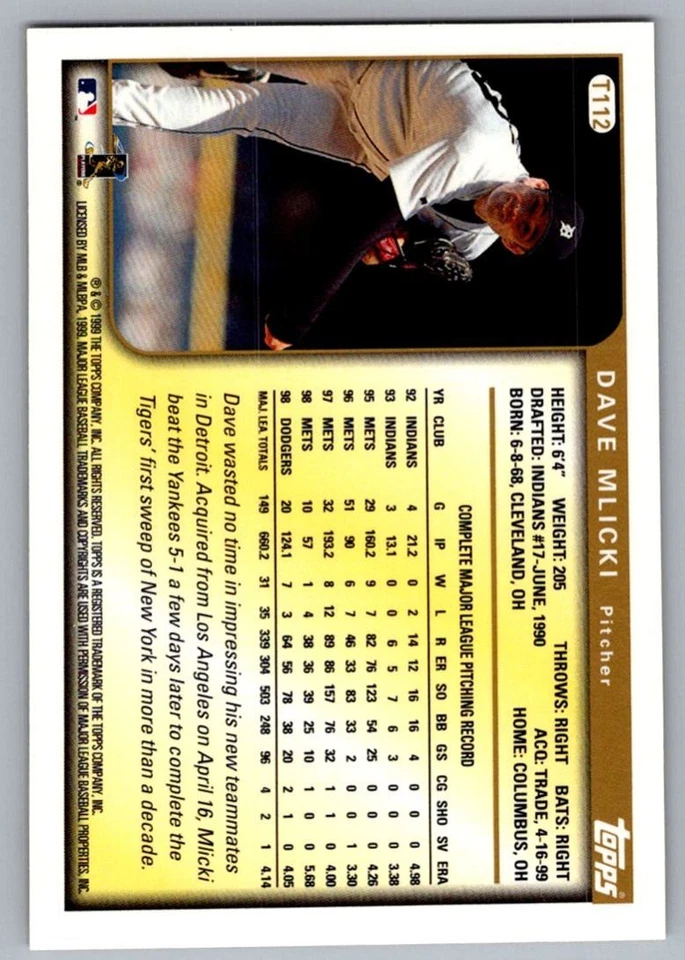 2000 Topps Traded & Rookies Deivi Cruz/Dave Mlicki/Dean Palmer Detroit Tigers #6 Foto 2 de 2