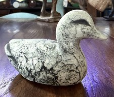 Stan Langtwait Carved Duck Figurine Sculpture Mt St Helen's Ash Signed Pottery
