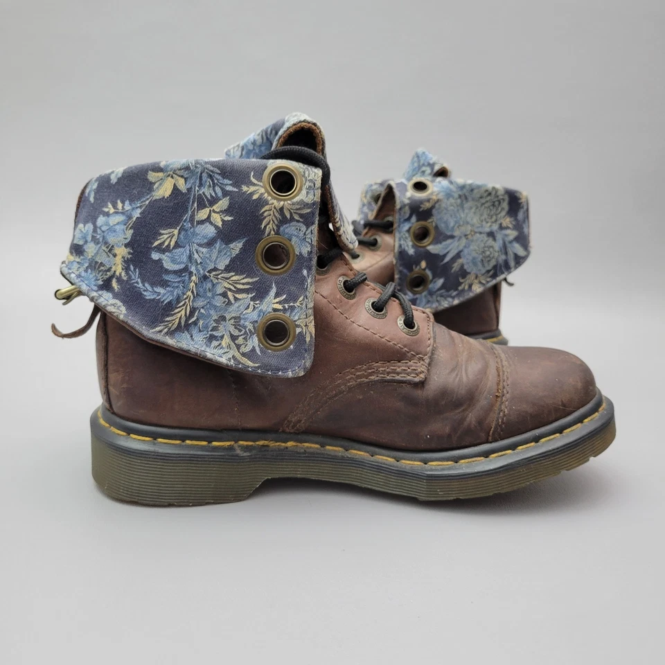 Dr. Doc MARTENS Aimilita Aimilie 9-Eye Fold Over Boots Floral Womens US 7 - Image 3 of 4