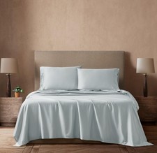 3-Piece Twin Size 300 Thread Count Cotton Sateen Sheet Set Light Gray