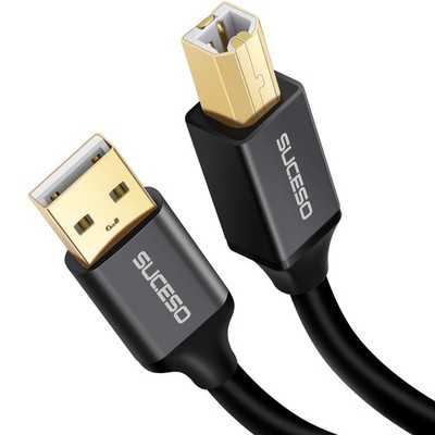 Suceso Druckerkabel USB 2M/6,5FT 2.0 Typ A Stecker auf B 2M, Gold 