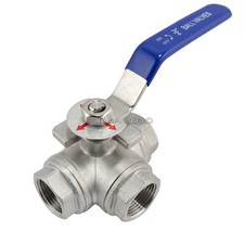 3/4" 3/4 in NPT  3-way threaded Ball Valve Female Port T Type WOG1000 SS 304 Oil