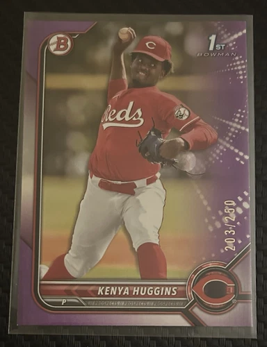 Kenya Huggins 2022 1st Bowman Draft Purple Paper Parallel 203/250 #BD-140 Reds