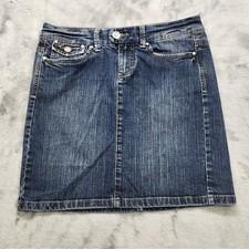Vintage Y2K Tommy Hilfiger Skirt Women 4 Blue Low Rise Pencil Mini Stretch Denim