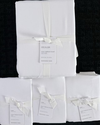 Pottery Barn 1000 Thread Count Sateen King Duvet & 3 Euro Shams In White