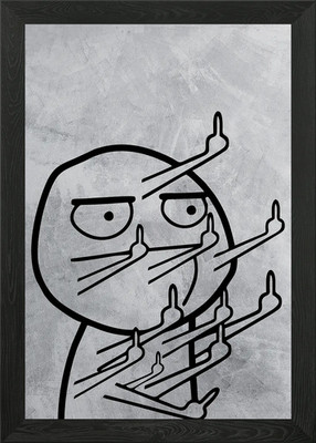Middle Finger Man Framed Wall Art Poster Canvas Print Picture