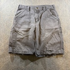 Vintage Carhartt Carpenter Shorts Grey Distressed Workwear B147 PUT Sz 32