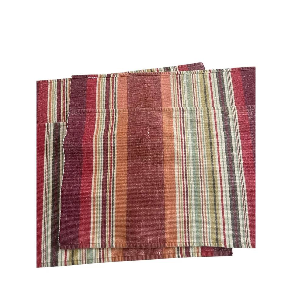 Sonoma Placemats Striped Cotton Red Boho Rustic Western Rectangular Place Mats - Image 3 of 4