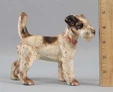 Antique Early-20thC HUBLEY Cast Iron Fox Terrier Dog Doorstop, Original Paint NR
