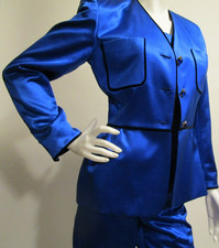 1990s Vtg ESCADA 3pc Set Royal Blue Jacket Pants Bustier Sz 36 Germany