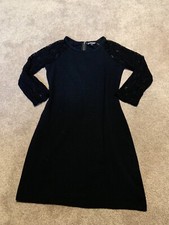 Womens Express Black Lace Sleeves Bodycon Tight Dress Medium Zipper