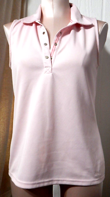 IZOD Women's M Pink Snap Front Sleeveless Golf Shirt