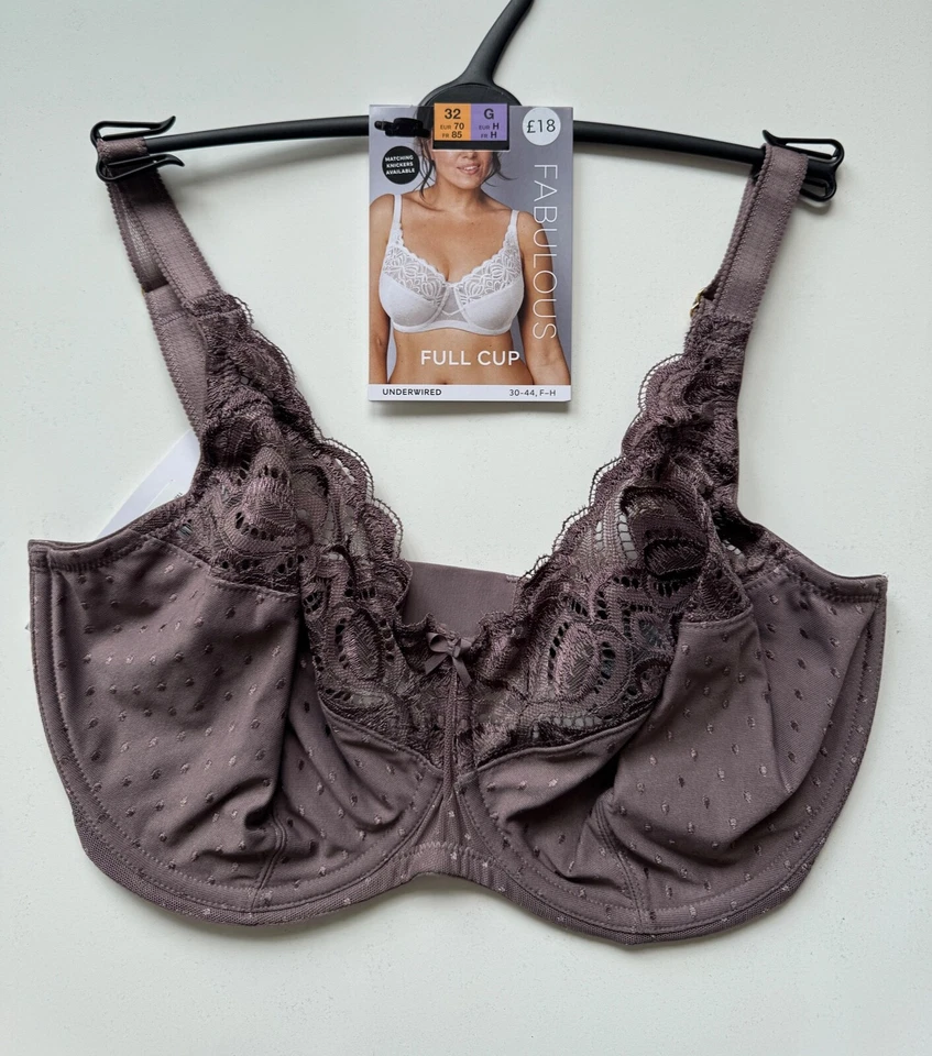 Nuevo sujetador de encaje de copa completa Ex M&S para dama en 6 colores tallas 30G - 44J Foto 4 de 4