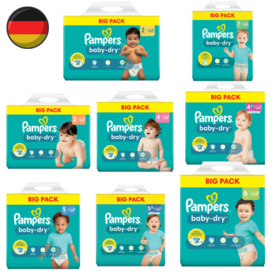 Pampers Windeln Baby Dry  Größe 2,3,4,4+,5,5+,6,7 Mini (15+ kg), Big Pack
