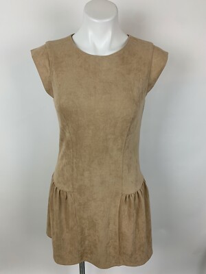 Greylin Anthropologie Tan Faux Suede Stretch Drop Waist Dress XS Nice!