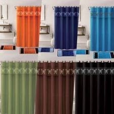 4PC SET BATHROOM BATH MAT RUG SHOWER CURTAIN 2-TONE COLOR BUTTERFLY PRINTED NEW 