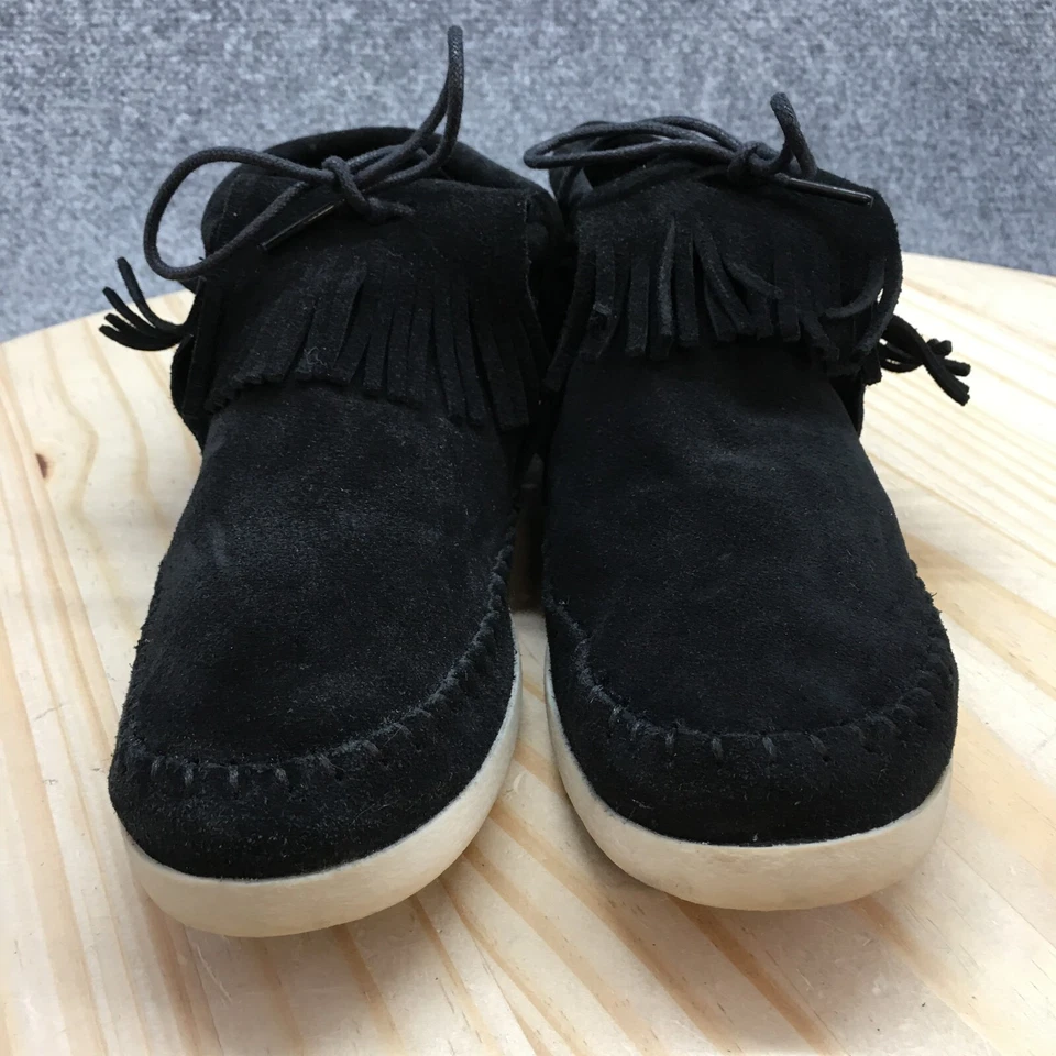 Botas Minnetonka Mujer 8.5 Venice Flecos Mocasín Botines Cuero Negro Informal Foto 4 de 4