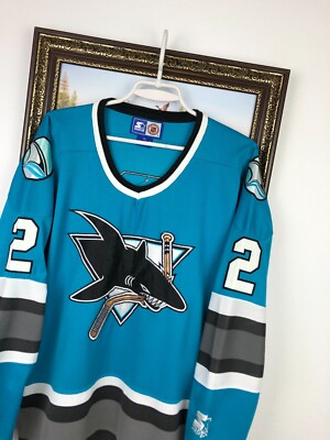 Vintage 90's Starter San Jose Sharks Hockey Jersey #2 Shirt Mens