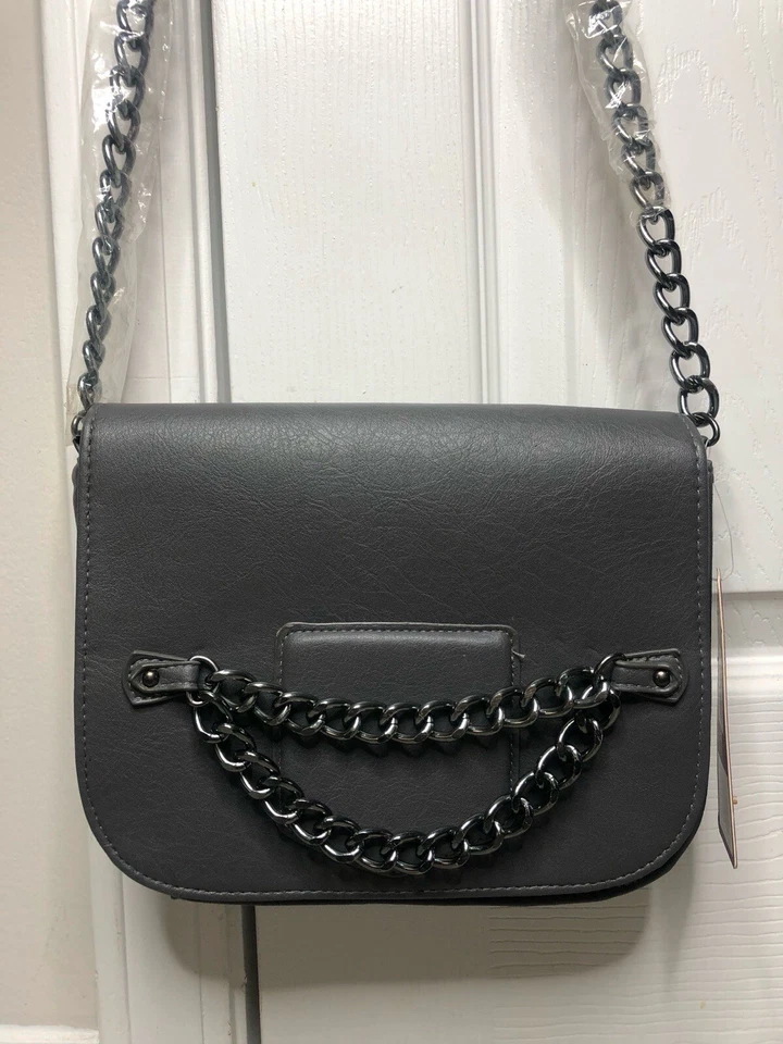 NWT Rampage Women's Crossbody Chain Strap Grey Color MSRP: $58.00 - Image 2 of 4