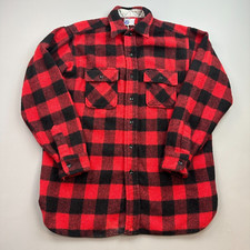 Vintage Sears Pilgrim Shirt Mens Large Buffalo Plaid Wool Blend Flannel 50s 60s