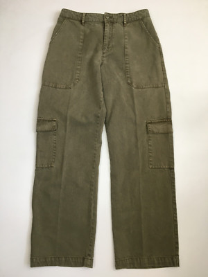 YOUNG FABULOUS & BROKE Womens sz Small Green Wide Leg Flap Pockets Cargo Pant