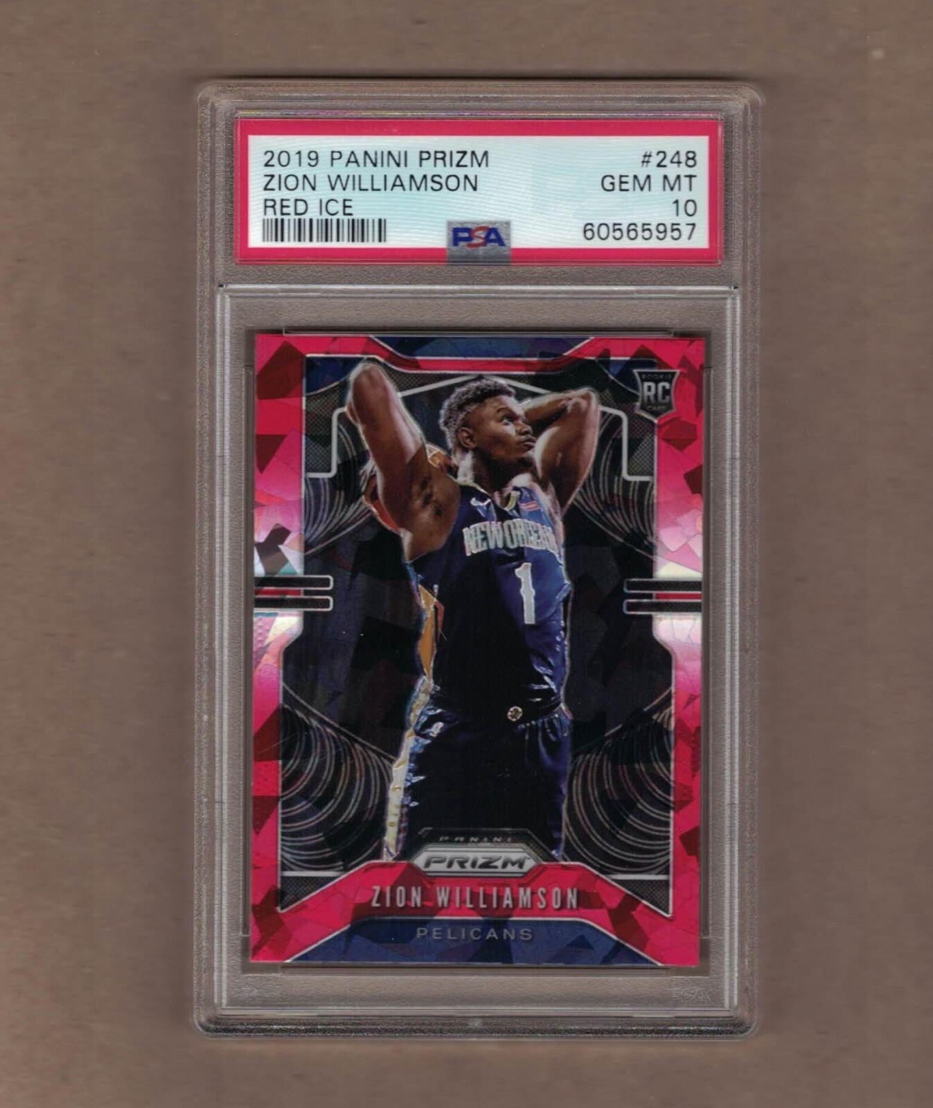 2019 PANINI PRIZM #248 ZION WILLIAMSON RED ICE ROOKIE CARD PSA 10 PELICANS RC