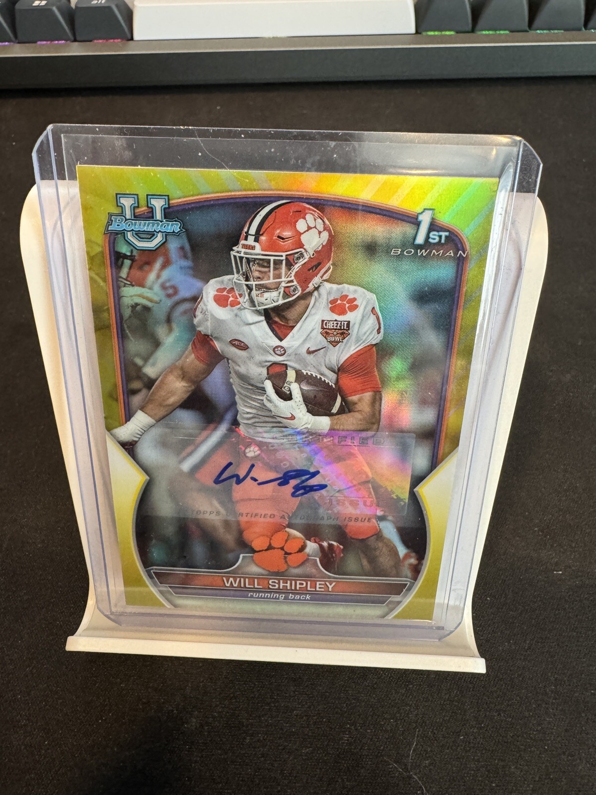 Will Shipley 2022 Bowman Chrome University 1st YELLOW Refractor Auto /75 Clemson