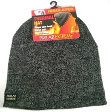 Polar Extreme Heat Men's Insulated Thermal Hat Marled Black & White NWT