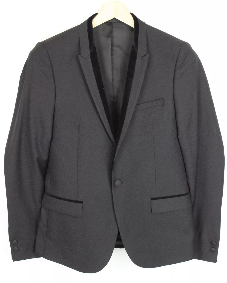 Black fitted top blazer mens