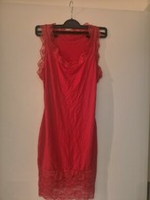 Red Plain Pencil Dress Lace Size M