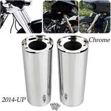 Chrome Smooth +2" Extended Fork Slider Covers For Harley Street Glide Road King