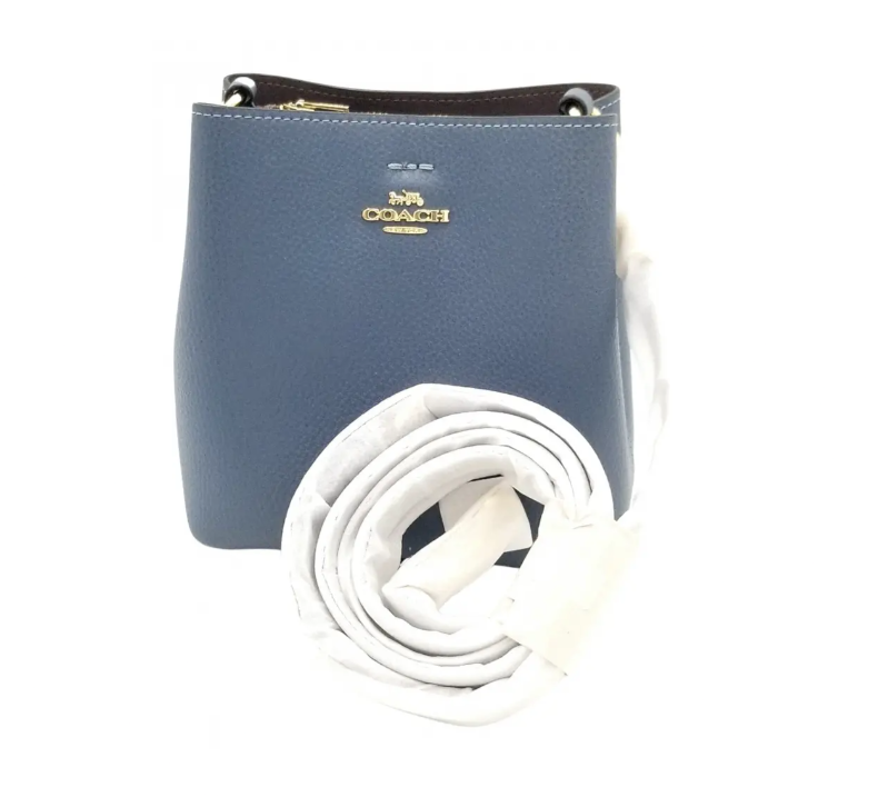 Coach C7266 Denim Blue Mini Town Bucket 3 Compartment Leather Tote