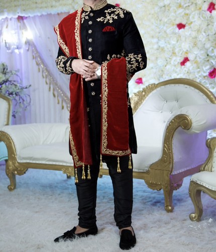 Asian Wedding Sherwani plus velvet scarf