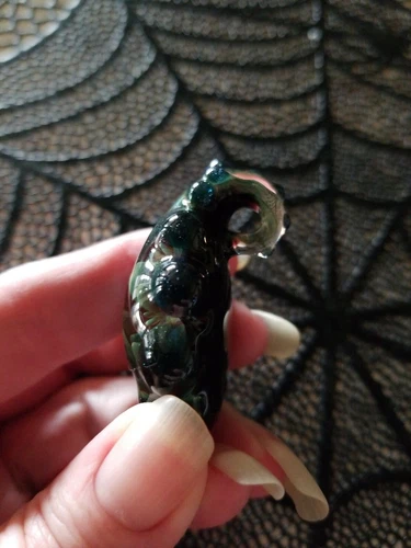 手工独特吹制玻璃爪熏黑色玻璃花卉装饰吊坠新品 - 第 4 张/共 9 张